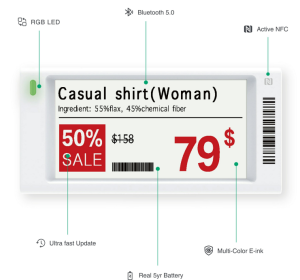 3-Color E-Paper Digital Price Tag for Supermarkets